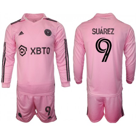 Men's Inter Miami CF #9 Luis Suarez 2023/24 Pink Home Soccer Jersey Suit