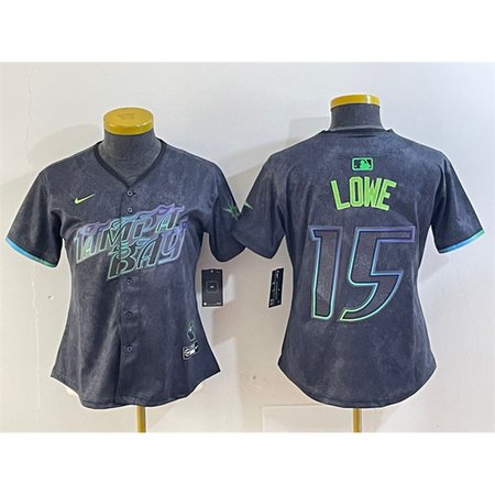 Women's Tampa Bay Rays #15 Josh Lowe Charcoal 2024 City Connect Limited Stitched Baseball Jersey(Run Small)