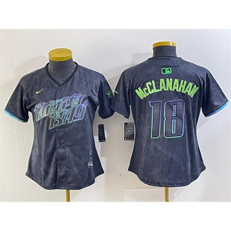 Women's Tampa Bay Rays #18 Shane McClanahan Charcoal 2024 City Connect Limited Stitched Baseball Jersey(Run Small)