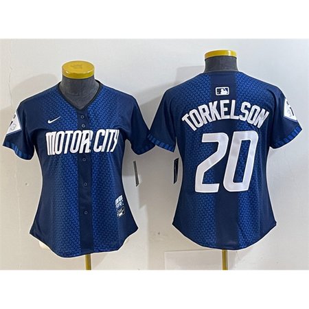 Women's Detroit Tigers #20 Spencer Torkelson 2024 Navy City Connect Cool Base Limited Stitched Baseball Jersey(Run Small)