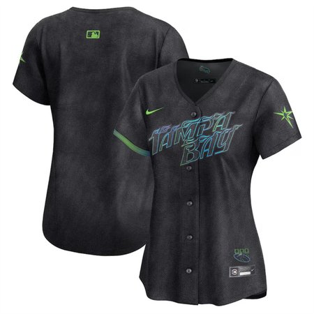 Women's Tampa Bay Rays Blank Charcoal 2024 City Connect Limited Stitched Baseball Jersey(Run Small)