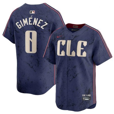 Youth Cleveland Guardians #0 Andres Gimenez Navy 2024 City Connect Limited Stitched Baseball Jersey