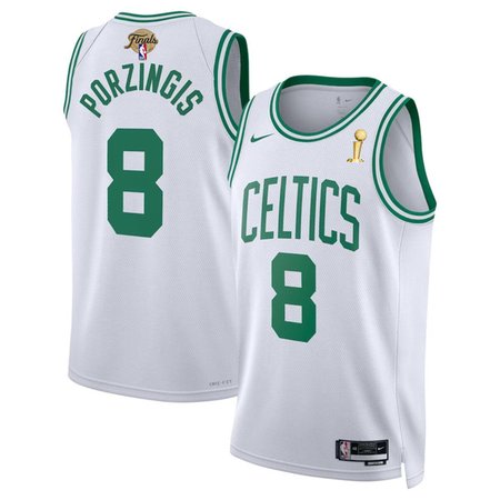 Men's Boston Celtics #8 Kristaps Porzingis White 2024 Finals Champions Association Edition Stitched Basketball Jersey