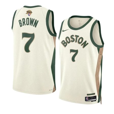Men's Boston Celtics #7 Jaylen Brown White 2024 Finals City Edition Stitched Basketball Jersey