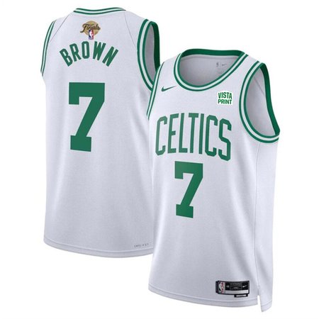 Men's Boston Celtics #7 Jaylen Brown White 2024 Finals Association Edition Stitched Basketball Jersey