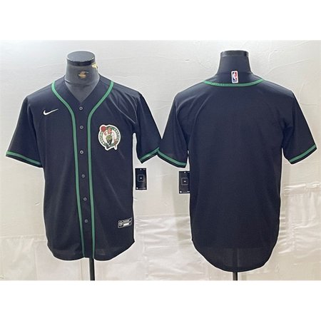 Men's Boston Celtics Blank Black With Patch Stitched Baseball Jersey