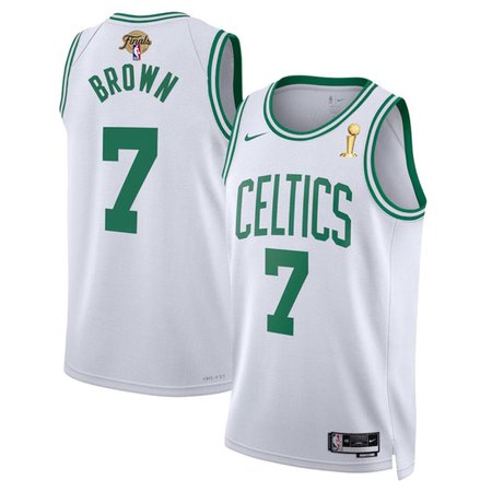 Men's Boston Celtics #7 Jaylen Brown White 2024 Finals Champions Association Edition Stitched Basketball Jersey