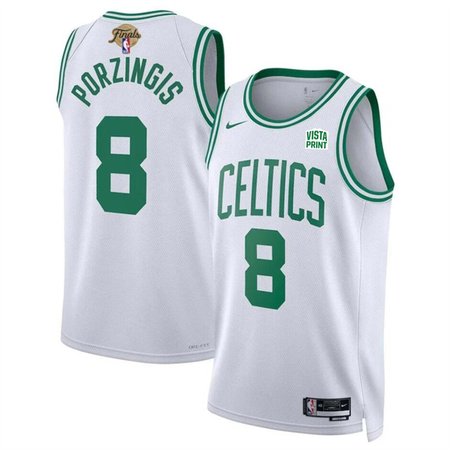 Men's Boston Celtics #8 Kristaps Porzingis White 2024 Finals Association Edition Stitched Basketball Jersey