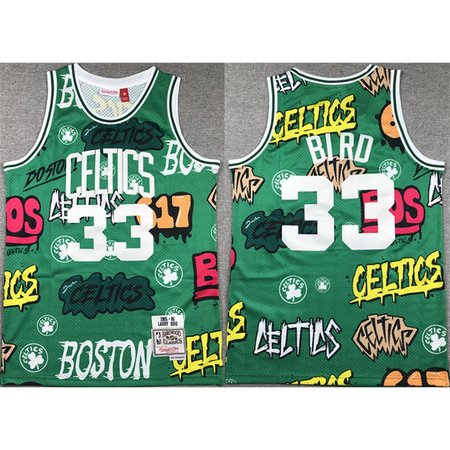 Men's Boston Celtics #33 Larry Bird Green 1995-96 Throwback Stitched Jersey