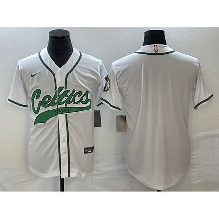 Men's Boston Celtics Blank White Stitched Baseball Jersey