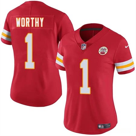 Women's Kansas City Chiefs #1 Xavier Worthy Red 2024 Draft Vapor Untouchable Limited Stitched Jersey(Run Small)
