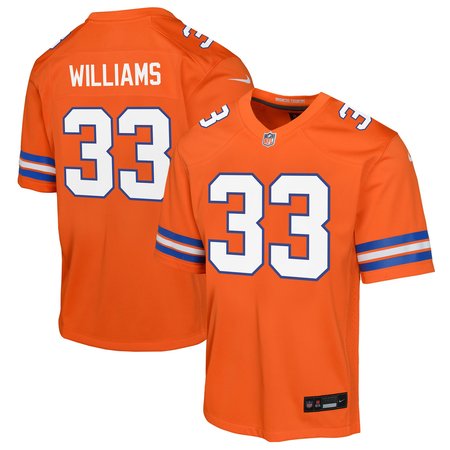 Youth Denver Broncos Javonte Williams Nike Orange Mile High Collection 1977 Throwback Game Jersey