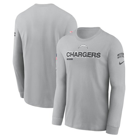 Men's Los Angeles Chargers Nike Gray 2024 Salute To Service Long Sleeve T-Shirt