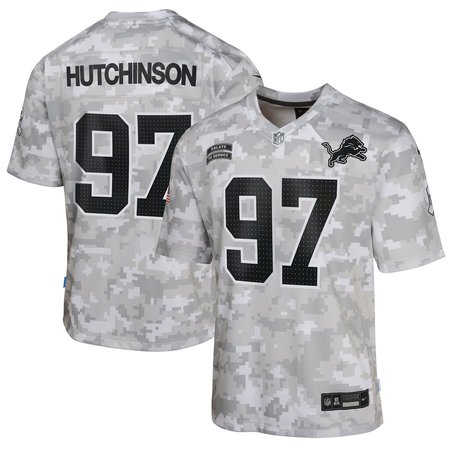 Youth Detroit Lions Aidan Hutchinson Nike Arctic Camo 2024 Salute to Service Game Jersey