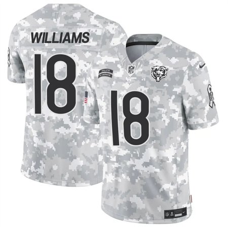 Men's Chicago Bears #18 Caleb Williams 2024 F.U.S.E Arctic Camo Salute to Service Limited Stitched Football Jersey