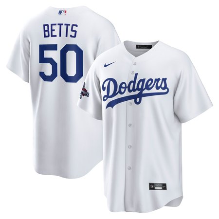 Men's Los Angeles Dodgers Mookie Betts Nike White 2024 World Series Champions Big &Tall Replica Player Jersey