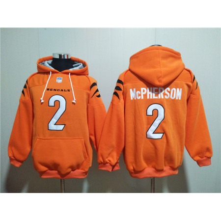 Men's Cincinnati Bengals #2 Evan McPherson Orange Pullover Hoodie