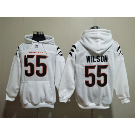 Men's Cincinnati Bengals #55 Logan Wilson White Pullover Hoodie