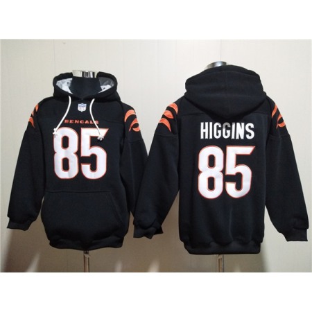 Men's Cincinnati Bengals #85 Tee Higgins Black Pullover Hoodie