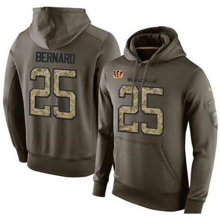 NFL Men's Nike Cincinnati Bengals #25 Giovani Bernard Stitched Green Olive Salute To Service KO Performance Hoodie