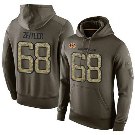 NFL Men's Nike Cincinnati Bengals #68 Kevin Zeitler Stitched Green Olive Salute To Service KO Performance Hoodie