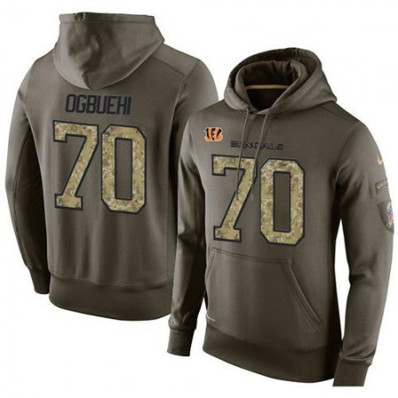 NFL Men's Nike Cincinnati Bengals #70 Cedric Ogbuehi Stitched Green Olive Salute To Service KO Performance Hoodie