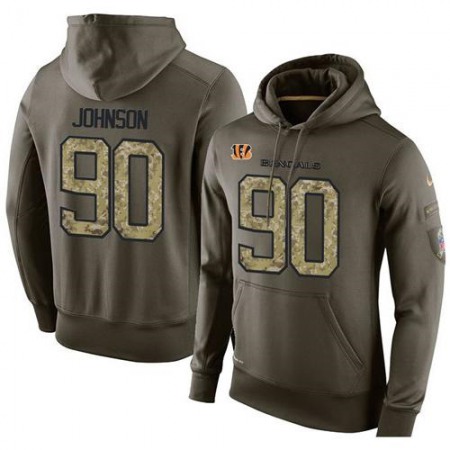 NFL Men's Nike Cincinnati Bengals #90 Michael Johnson Stitched Green Olive Salute To Service KO Performance Hoodie