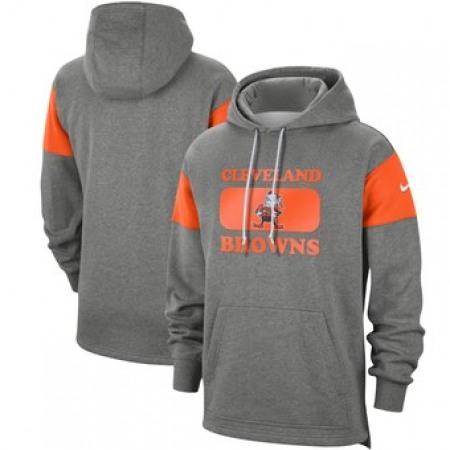 Men's Cleveland Browns 2019 Grey Fan Gear Historic Pullover Hoodie