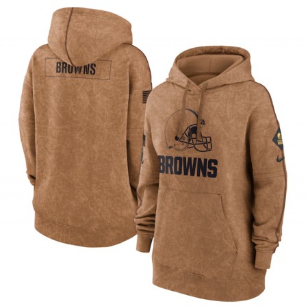 Women's Cleveland Browns 2023 Brown Salute to Service Pullover Hoodie(Run Small)