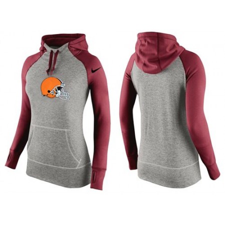 Women's Nike Cleveland Browns Performance Hoodie Grey & Red_3