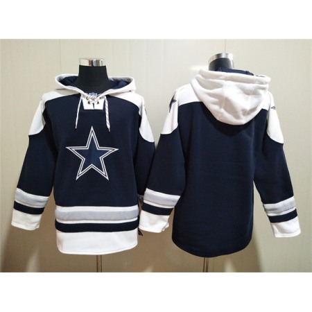 Men's Dallas Cowboys Blank Navy Ageless Must-Have Lace-Up Pullover Hoodie