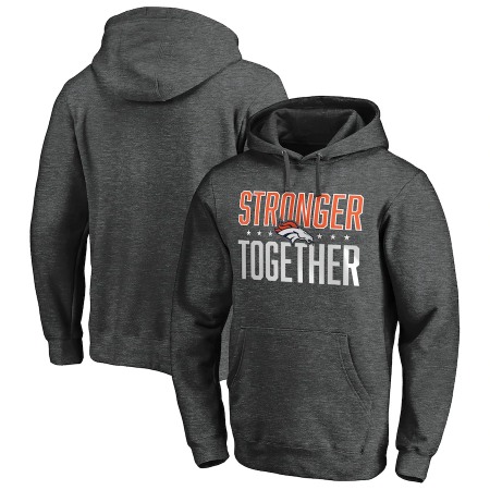 Men's Denver Broncos Heather Charcoal Stronger Together Pullover Hoodie