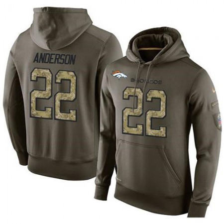 NFL Men's Nike Denver Broncos #22 C.J. Anderson Stitched Green Olive Salute To Service KO Performance Hoodie