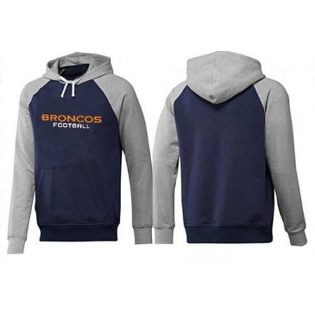 Denver Broncos English Version Pullover Hoodie Dark Blue & Grey