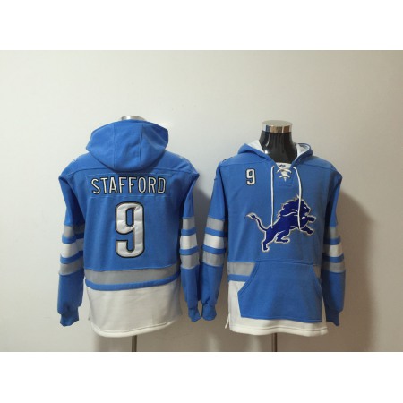 Men's Detroit Lions #9 Matthew Stafford Blue All Stitched NFL Hoodie Sweatshirt