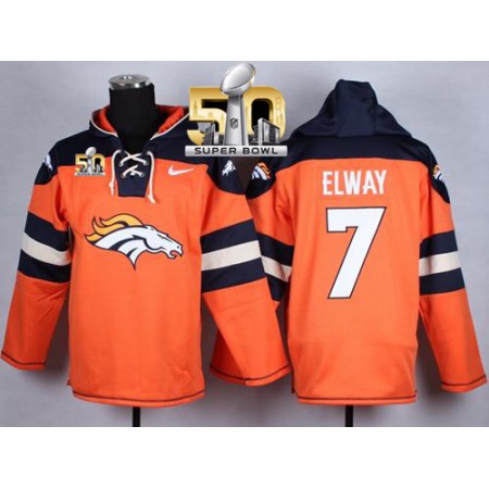 Nike Broncos #7 John Elway Orange Super Bowl 50 Player Pullover NFL Hoodie