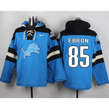 Nike Lions #85 Eric Ebron Blue Player Pullover NFL Hoodie