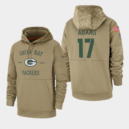 Men's Green Bay Packers #17 Davante Adams Tan 2019 Salute to Service Sideline Therma Pullover Hoodie