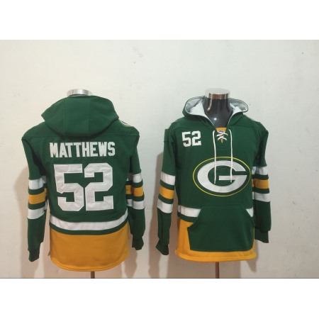 Men's Green Bay Packers #52 Clay Matthews Green All Stitched NFL Hoodie Sweatshirt