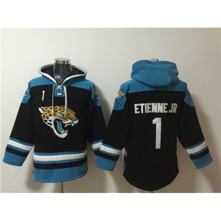 Men's Jacksonville Jaguars #1 Travis Etienne Jr. Black Ageless Must-Have Lace-Up Pullover Hoodie