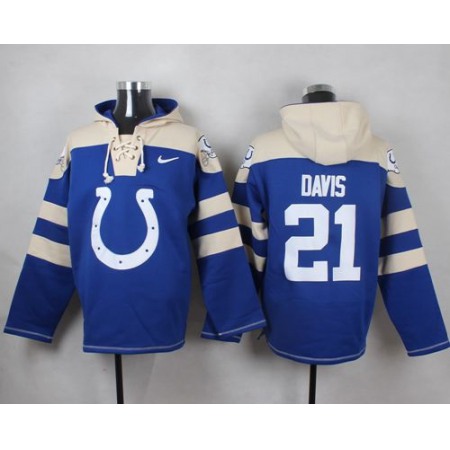 Nike Colts #21 Vontae Davis Royal Blue Player Pullover NFL Hoodie