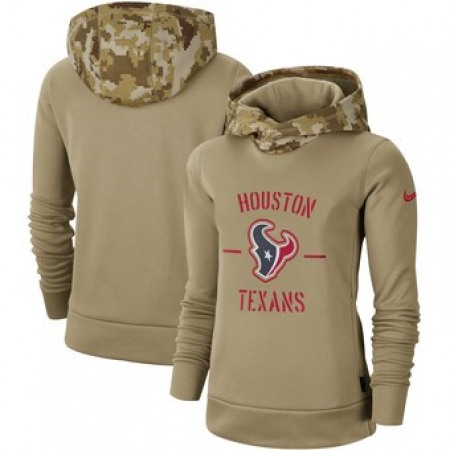 Women's Houston Texans Khaki 2019 Salute to Service Therma Pullover Hoodie(Run Small)