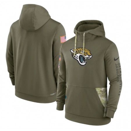 Men's Jacksonville Jaguars 2022 Olive Salute to Service Therma Performance Pullover Hoodie