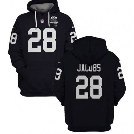 Men's Las Vegas Raiders #28 Josh Jacobs 2021 Inaugural Patch Black Pullover Hoodie