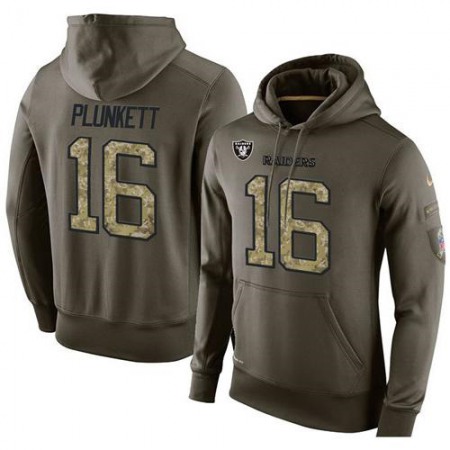 NFL Men's Nike Oakland Raiders #16 Jim Plunkett Stitched Green Olive Salute To Service KO Performance Hoodie