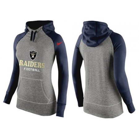 Women's Nike Oakland Raiders Performance Hoodie Grey & Dark Blue