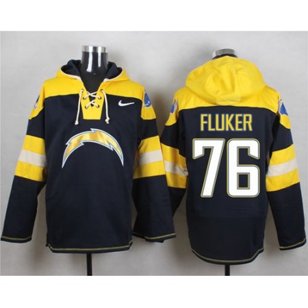 Nike Chargers #76 D.J. Fluker Navy Blue Player Pullover NFL Hoodie