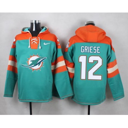 Nike Dolphins #12 Bob Griese Aqua Green Player Pullover NFL Hoodie