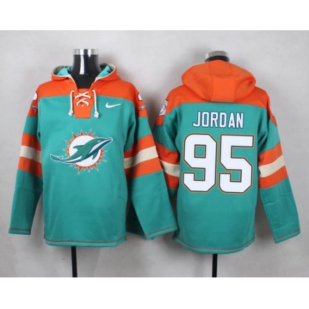 Nike Dolphins #95 Dion Jordan Aqua Green Player Pullover NFL Hoodie