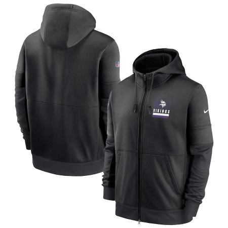 Men's Minnesota Vikings Black Sideline Impact Lockup Performance Full-Zip Hoodie